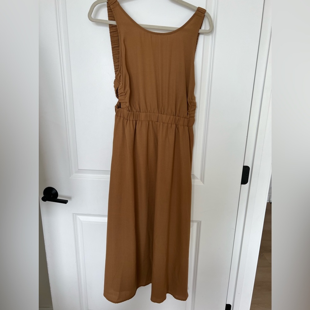 Brown open back dress